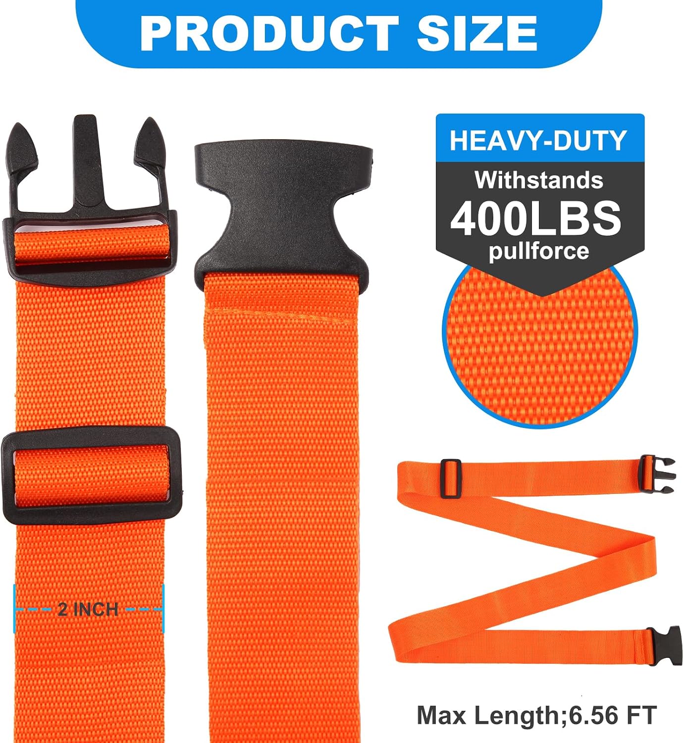 Luggage Straps for Suitcases, Pack of 4, Adjustable 40 to 78 Inches — view 2