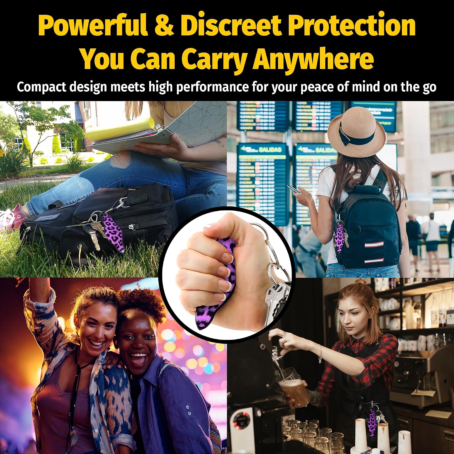MUNIO Self Defense Keychain u2013 Stylish, Portable Safety Tool for Women & Men u2013 Non-Lethal, TSA Approved, Made i
