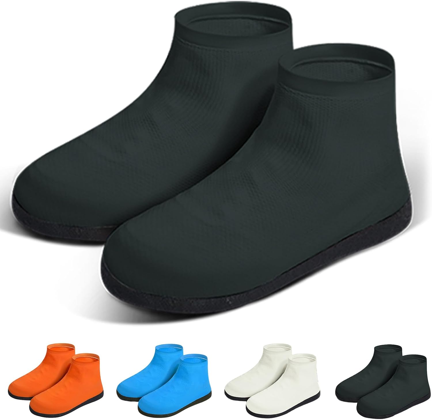 RINJOY Waterproof Shoe Covers, Reusable Latex Rain Shoe Covers, Black, 2XL