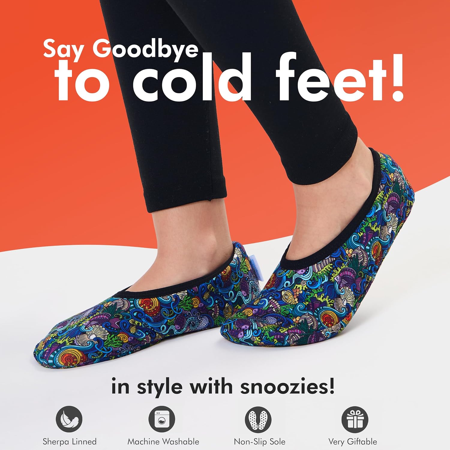Snoozies Skinnies Animal slipper socks Cozy, Foldable — view 2